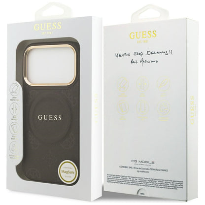 Futrola MagSafe za Apple iPhone 17 Pro, Guess, Peony Hot Stamp, Braon