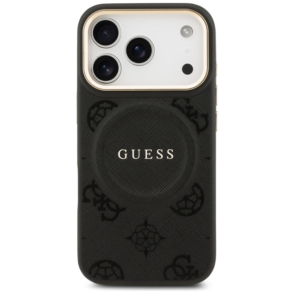 Husa MagSafe za Apple iPhone 17 Pro, Guess, Peony Hot Stamp, Crna