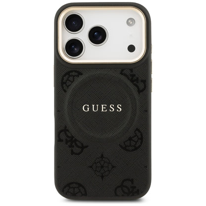 Husa MagSafe za Apple iPhone 17 Pro, Guess, Peony Hot Stamp, Crna