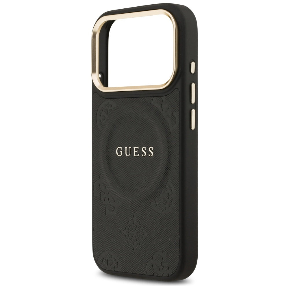 Husa MagSafe za Apple iPhone 17 Pro, Guess, Peony Hot Stamp, Crna