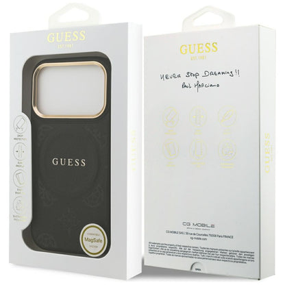 Husa MagSafe za Apple iPhone 17 Pro, Guess, Peony Hot Stamp, Crna
