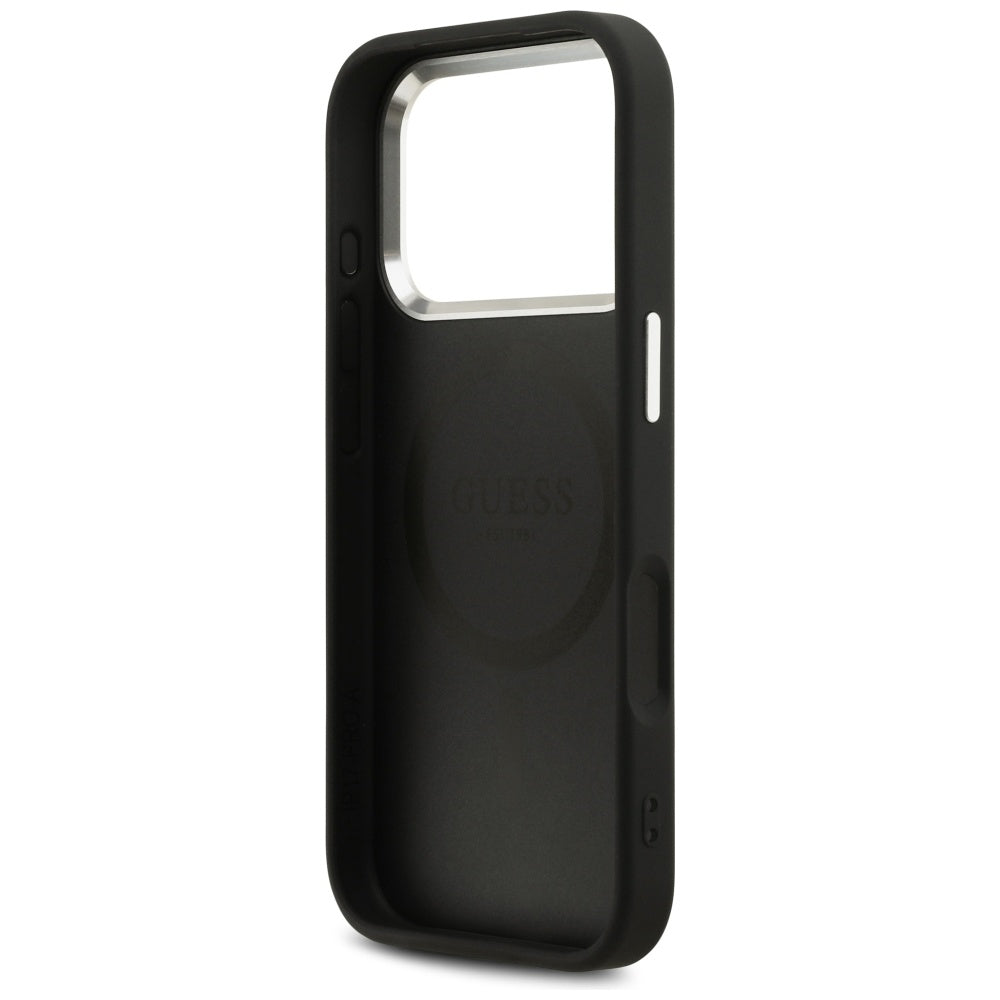 Futrola MagSafe za Apple iPhone 17 Pro, Guess, Peony Hot Stamp Script, Crna