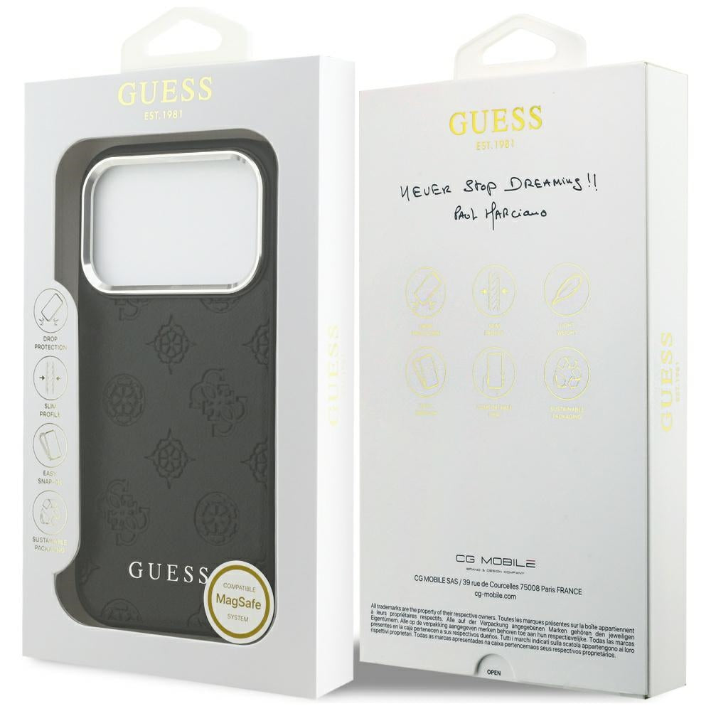 Futrola MagSafe za Apple iPhone 17 Pro, Guess, Peony Hot Stamp Script, Crna
