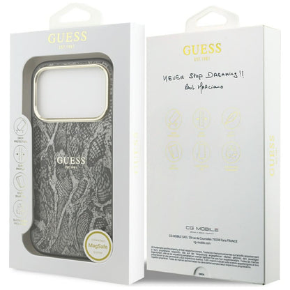 Futrola MagSafe za Apple iPhone 17 Pro, Guess, Python Pattern, Crna