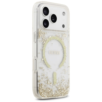 Husa MagSafe za Apple iPhone 17 Pro, Guess, Resin Bottom Glitter, Zlatna