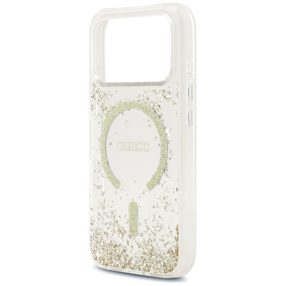 Husa MagSafe za Apple iPhone 17 Pro, Guess, Resin Bottom Glitter, Zlatna