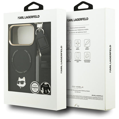 Futrola MagSafe za Apple iPhone 17 Pro, Karl Lagerfeld, Big Strap Choupette Metal Logo, Crna