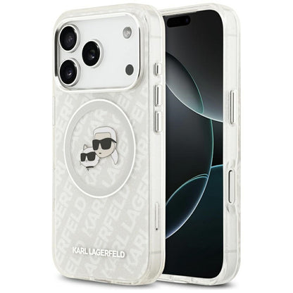 Futrola MagSafe za Apple iPhone 17 Pro, Karl Lagerfeld, Glitter Karl & Choupette Head, Bela