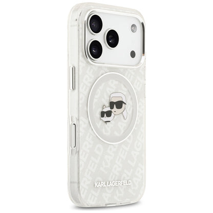 Futrola MagSafe za Apple iPhone 17 Pro, Karl Lagerfeld, Glitter Karl & Choupette Head, Bela