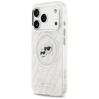 Futrola MagSafe za Apple iPhone 17 Pro, Karl Lagerfeld, Glitter Karl & Choupette Head, Bela