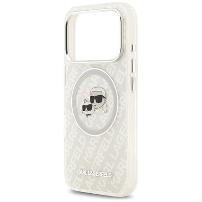 Futrola MagSafe za Apple iPhone 17 Pro, Karl Lagerfeld, Glitter Karl & Choupette Head, Bela