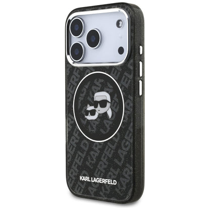 Husa MagSafe za Apple iPhone 17 Pro, Karl Lagerfeld, Glitter Karl & Choupette Head, Crna