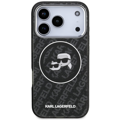 Husa MagSafe za Apple iPhone 17 Pro, Karl Lagerfeld, Glitter Karl & Choupette Head, Crna