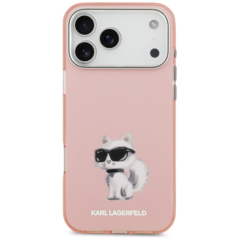 Husa MagSafe za Apple iPhone 17 Pro, Karl Lagerfeld, IML Aquarelle Logo Choupette, Roze
