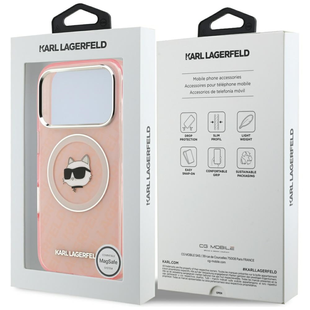 Futrola MagSafe za Apple iPhone 17 Pro, Karl Lagerfeld, IML Choupette`s Head, Roze