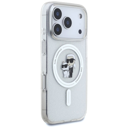 Husa MagSafe za Apple iPhone 17 Pro, Karl Lagerfeld, IML Glitter Karl & Choupette, Transparentna