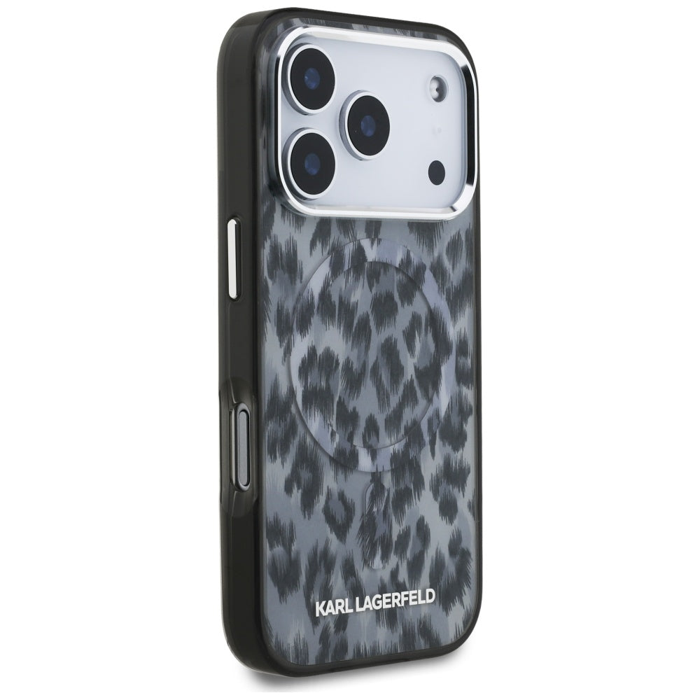 Futrola MagSafe za Apple iPhone 17 Pro, Karl Lagerfeld, IML Leopard Pattern, Crna