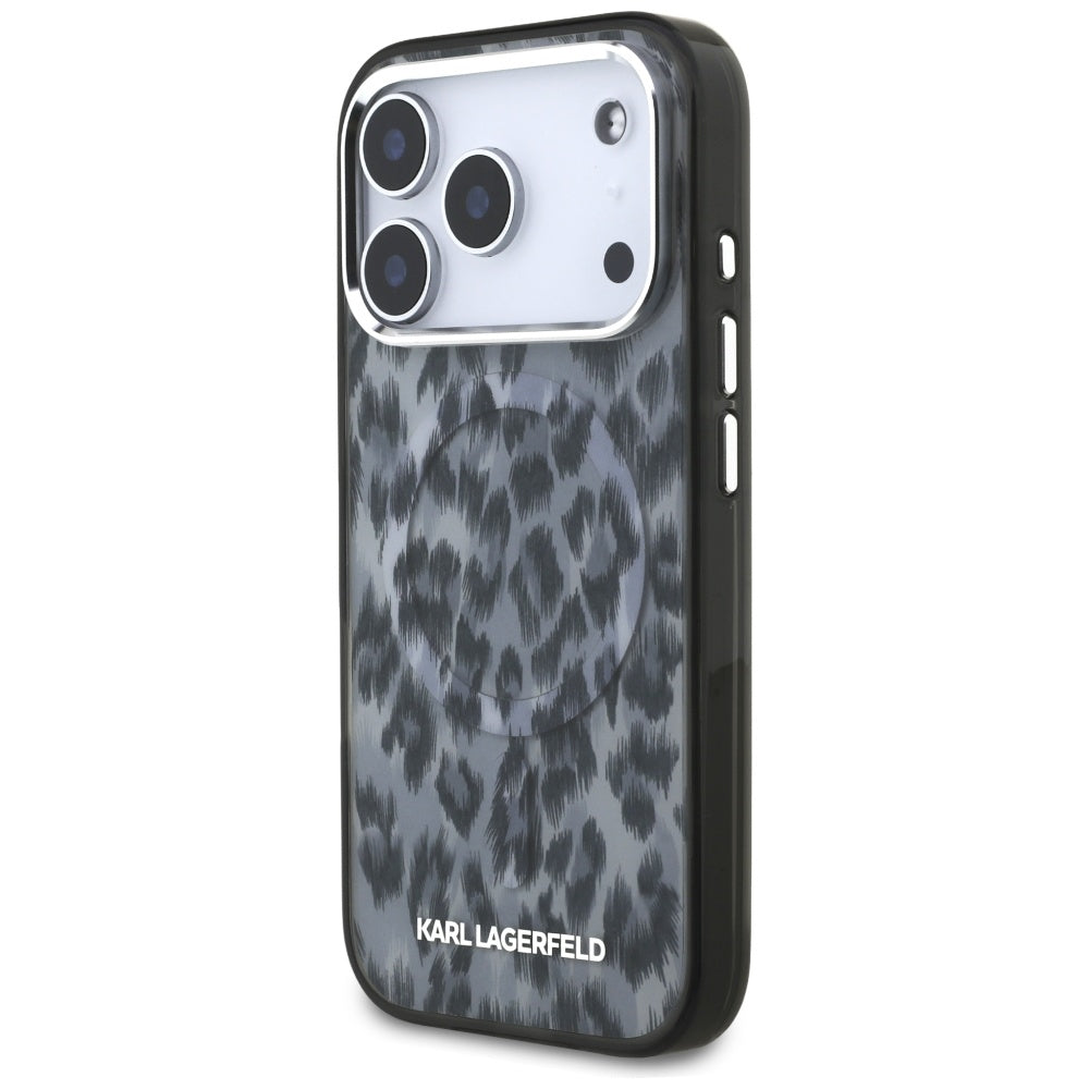 Futrola MagSafe za Apple iPhone 17 Pro, Karl Lagerfeld, IML Leopard Pattern, Crna