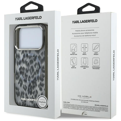 Futrola MagSafe za Apple iPhone 17 Pro, Karl Lagerfeld, IML Leopard Pattern, Crna