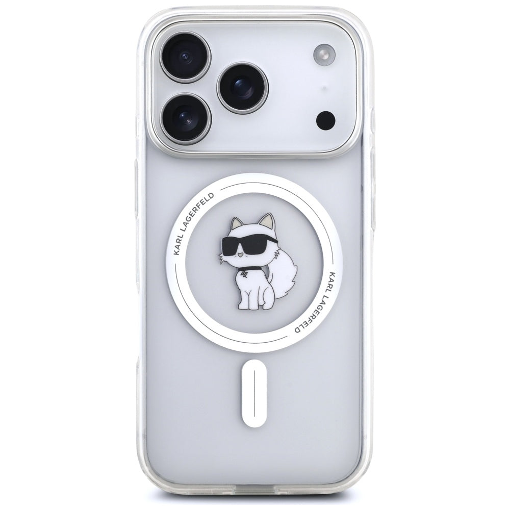 Futrola MagSafe za Apple iPhone 17 Pro, Karl Lagerfeld, IML Logo Choupette, Transparentna