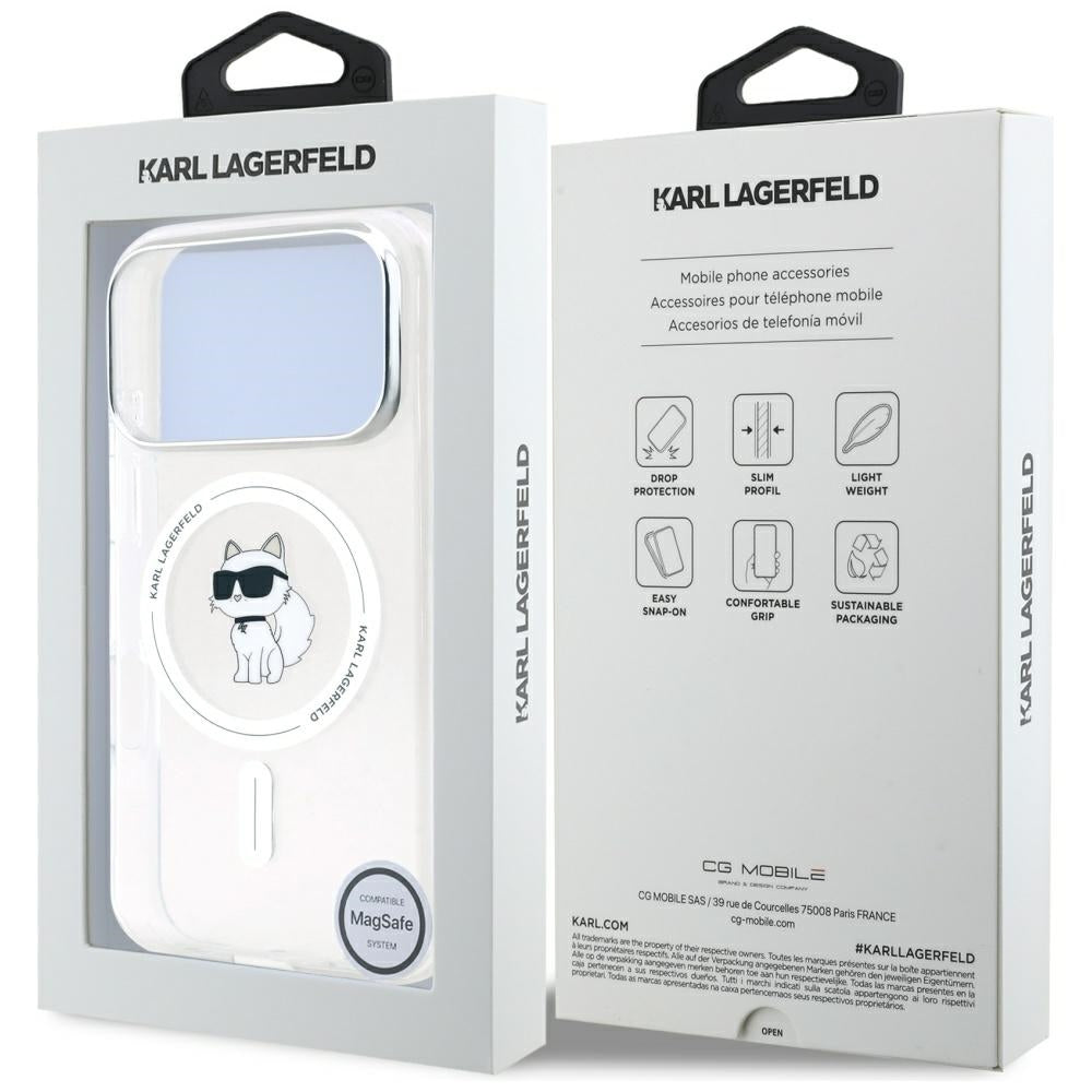 Futrola MagSafe za Apple iPhone 17 Pro, Karl Lagerfeld, IML Logo Choupette, Transparentna