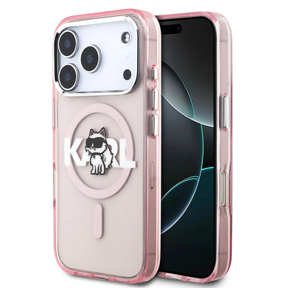 Futrola MagSafe za Apple iPhone 17 Pro, Karl Lagerfeld, IML Sketch Logo Choupette, Roze