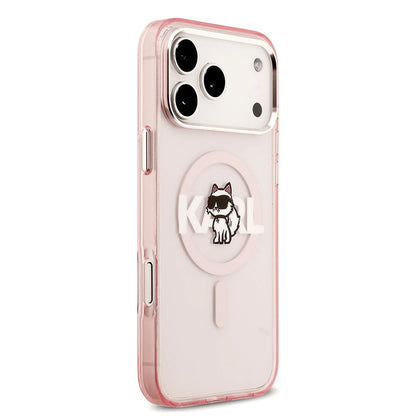 Futrola MagSafe za Apple iPhone 17 Pro, Karl Lagerfeld, IML Sketch Logo Choupette, Roze