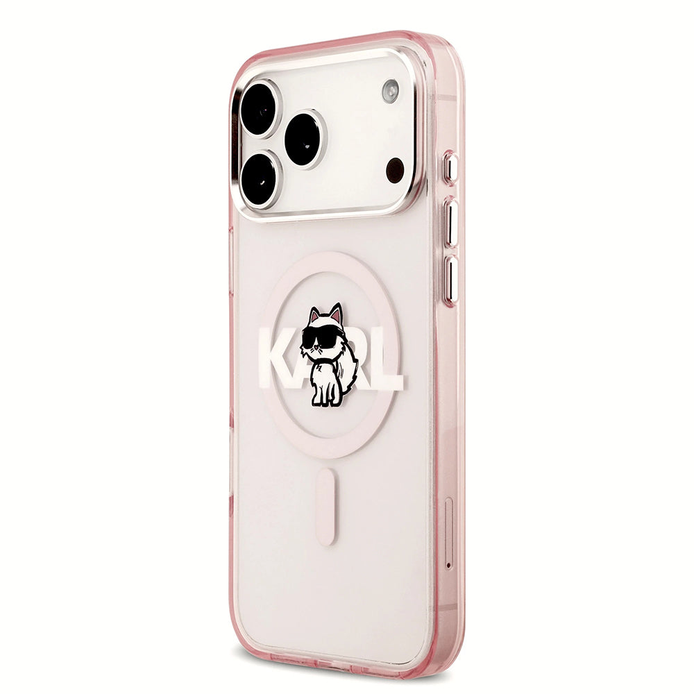 Futrola MagSafe za Apple iPhone 17 Pro, Karl Lagerfeld, IML Sketch Logo Choupette, Roze