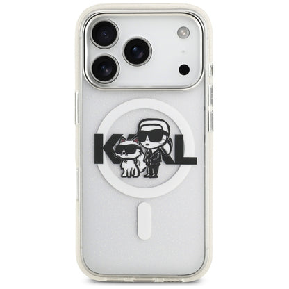 Futrola MagSafe za Apple iPhone 17 Pro, Karl Lagerfeld, IML Sketch Logo Glitter Karl & Choupette, Transparentna