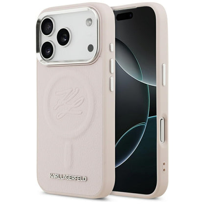 Futrola MagSafe za Apple iPhone 17 Pro, Karl Lagerfeld, Initial & Metal Logo, Roze