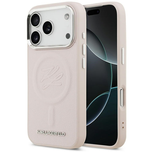 Futrola MagSafe za Apple iPhone 17 Pro, Karl Lagerfeld, Initial & Metal Logo, Roze