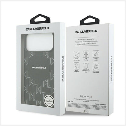Futrola MagSafe za Apple iPhone 17 Pro, Karl Lagerfeld, KL Monogram Logo, Crna