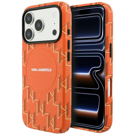 Futrola MagSafe za Apple iPhone 17 Pro, Karl Lagerfeld, KL Monogram Logo, Narandžasta
