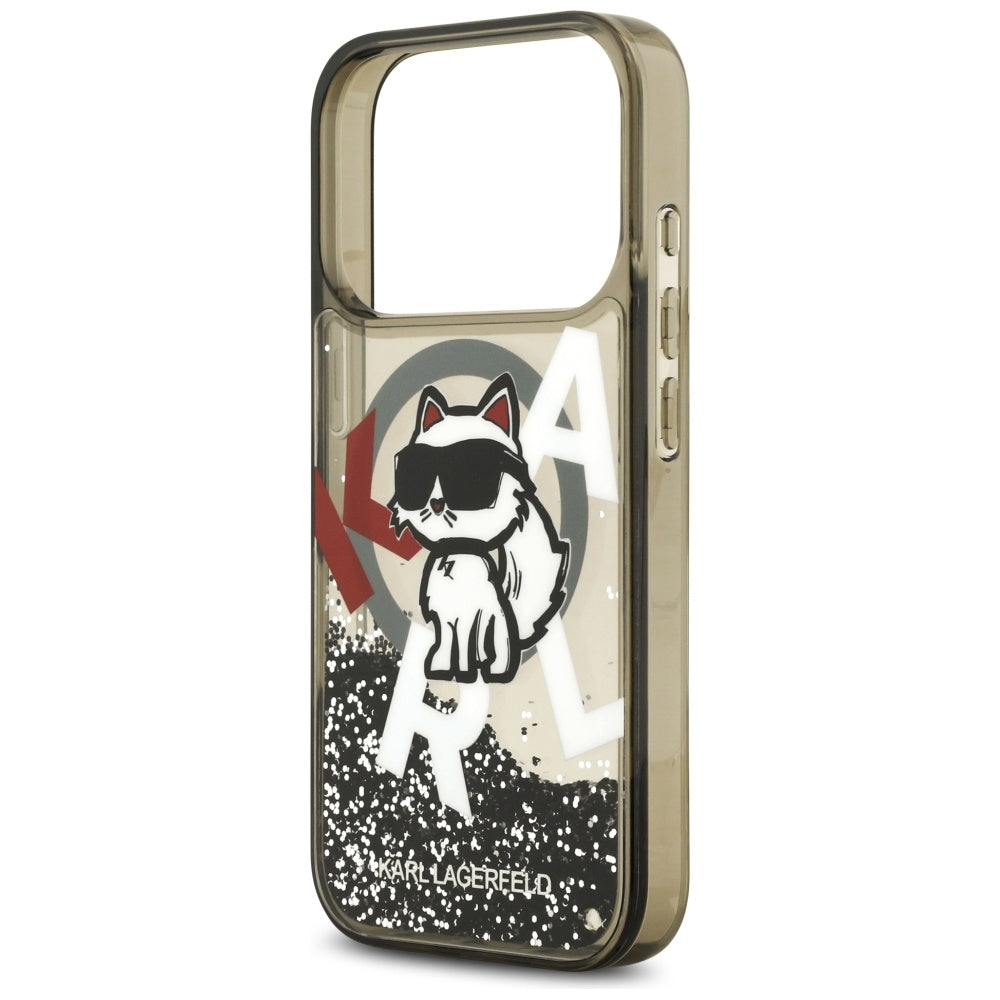 Futrola MagSafe za Apple iPhone 17 Pro, Karl Lagerfeld, Liquid Glitter Choupette Logo, Crna