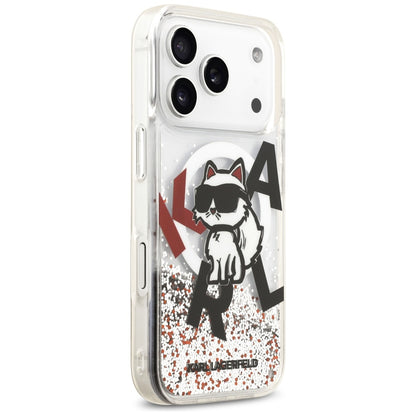 Futrola MagSafe za Apple iPhone 17 Pro, Karl Lagerfeld, Liquid Glitter Choupette Logo, Transparentna