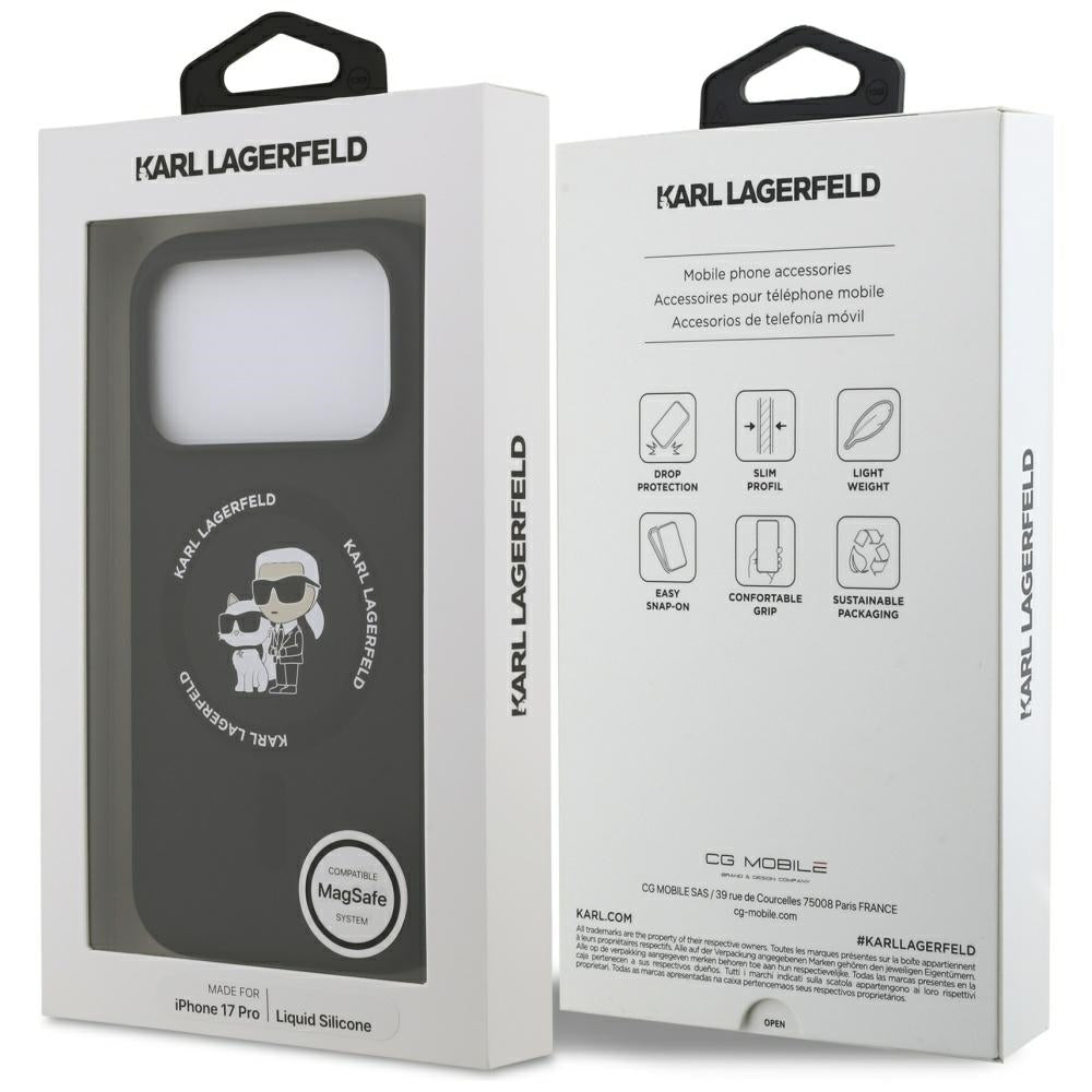 Futrola MagSafe za Apple iPhone 17 Pro, Karl Lagerfeld, Ring Karl & Choupette, Crna
