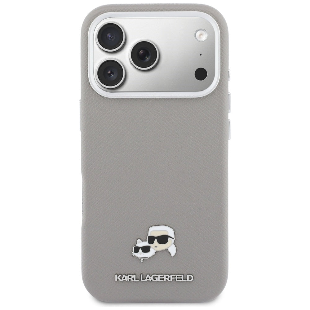 Futrola MagSafe za Apple iPhone 17 Pro, Karl Lagerfeld, Saffiano Karl & Choupette Pins, Siva