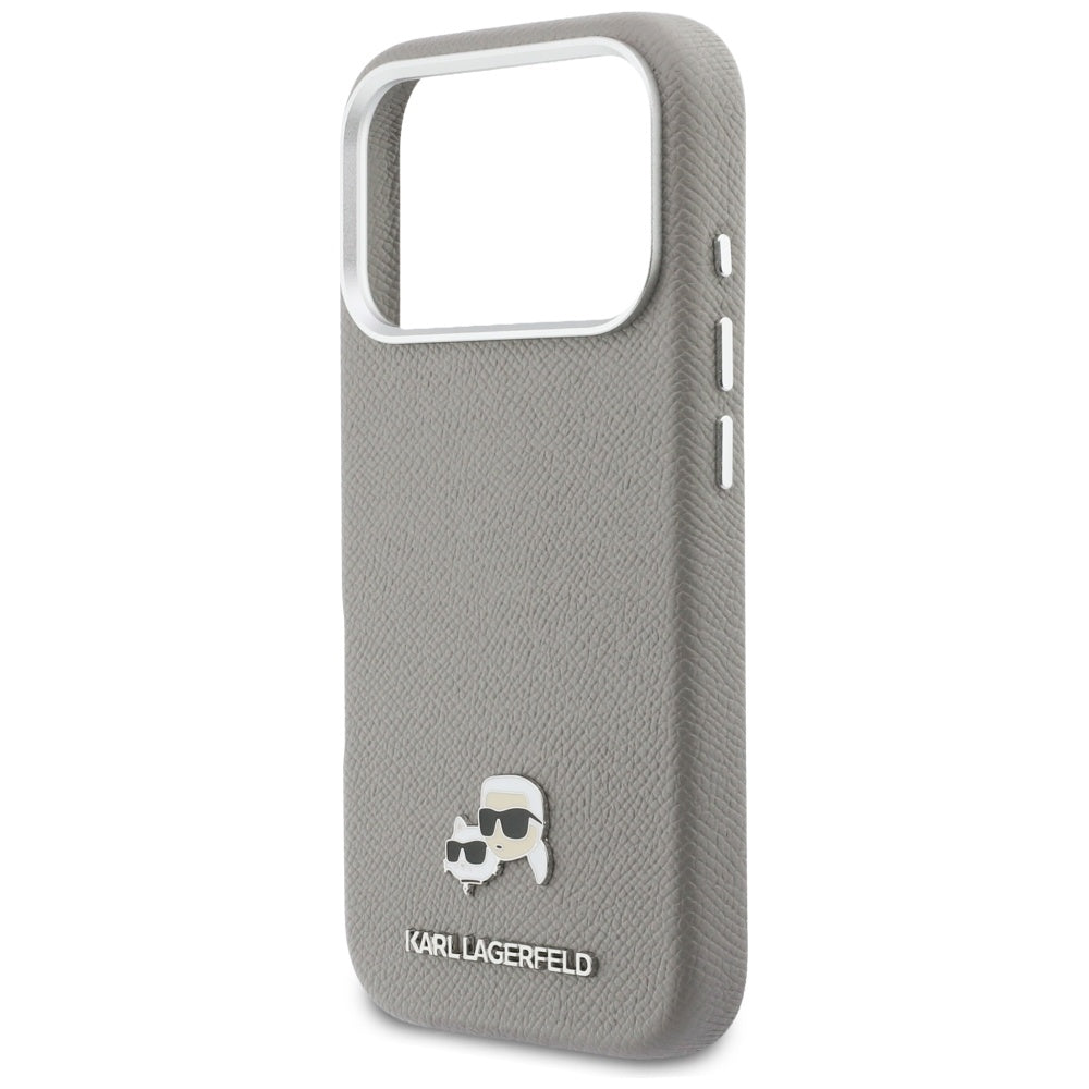 Futrola MagSafe za Apple iPhone 17 Pro, Karl Lagerfeld, Saffiano Karl & Choupette Pins, Siva