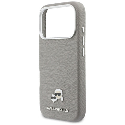 Futrola MagSafe za Apple iPhone 17 Pro, Karl Lagerfeld, Saffiano Karl & Choupette Pins, Siva