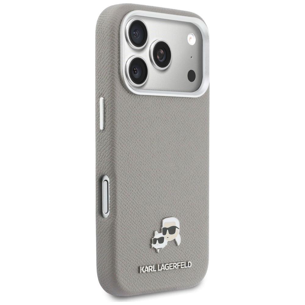 Futrola MagSafe za Apple iPhone 17 Pro, Karl Lagerfeld, Saffiano Karl & Choupette Pins, Siva