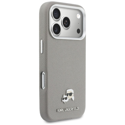 Futrola MagSafe za Apple iPhone 17 Pro, Karl Lagerfeld, Saffiano Karl & Choupette Pins, Siva