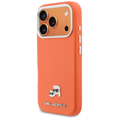 Futrola MagSafe za Apple iPhone 17 Pro, Karl Lagerfeld, Saffiano Karl & Choupette Pins, Narandžasta
