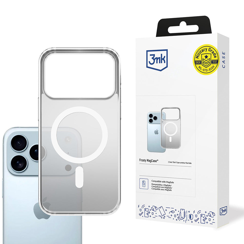 Futrola MagSafe za Apple iPhone 17 Pro Max, 3MK, Frosty MagCase, Bela