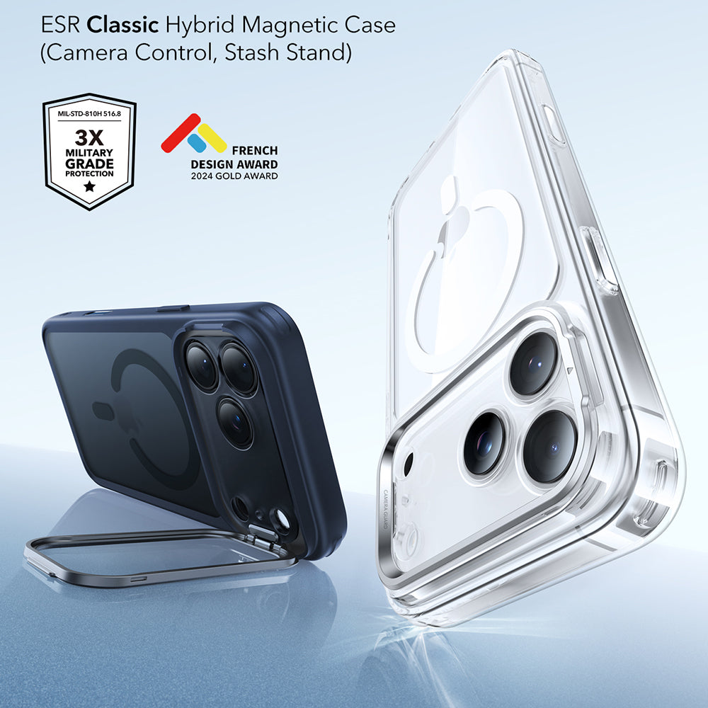 Husa MagSafe za Apple iPhone 17 Pro Max, ESR, Classic Hybrid Kickstand, Satensko Plava