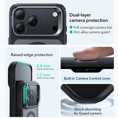 Husa MagSafe za Apple iPhone 17 Pro Max, ESR, Classic Hybrid Kickstand, Crna Satinirana