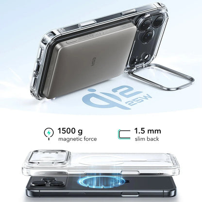 Futrola MagSafe za Apple iPhone 17 Pro Max, ESR, Classic Hybrid Kickstand, Transparentna