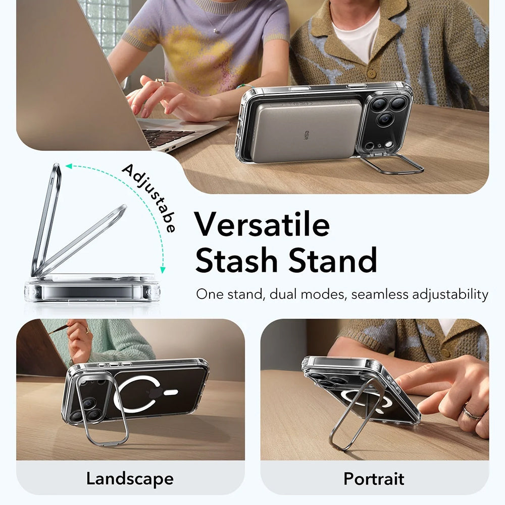 Futrola MagSafe za Apple iPhone 17 Pro Max, ESR, Classic Hybrid Kickstand, Transparentna