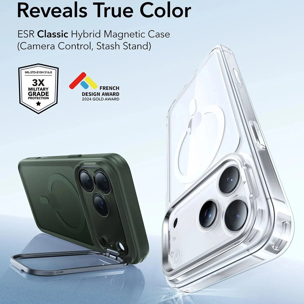 Husa MagSafe za Apple iPhone 17 Pro Max, ESR, Classic Hybrid Kickstand, Zelena Satenasta