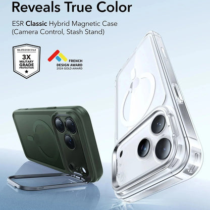 Husa MagSafe za Apple iPhone 17 Pro Max, ESR, Classic Hybrid Kickstand, Zelena Satenasta