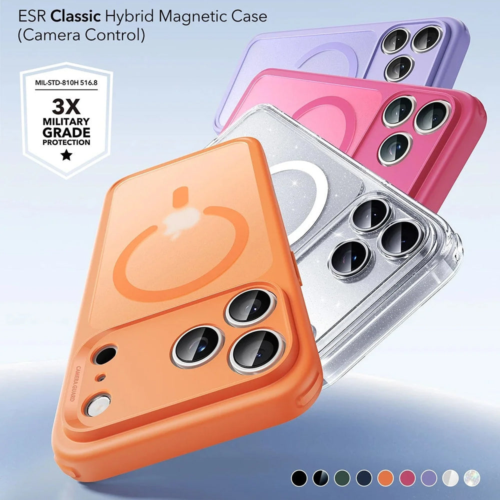 Futrola MagSafe za Apple iPhone 17 Pro Max, ESR, Classic Hybrid Shimmer, Transparentna